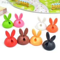 5pcs Desk Cable Winder Holder Cute Bunny Cable Clips Kawaii Rabbit Shape Silicone Self-Adhesive Office Home Wire Cord Organizer