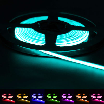Super Slim 4มม. LED COB Strip Light DIY เทปยืดหยุ่นไฟหรี่แสงได้480LEDs Linear Ribbon Amber สีเขียวสีม่วงสีส้ม DC12V 24V *