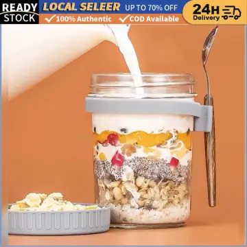 2Pcs 16oz Overnight Oats Container Airtight Glass Oatmeal Jars