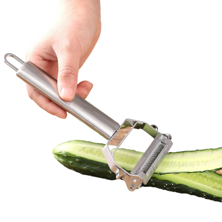 Stainless Steel Julienne Peeler & Vegetable Peeler Multifunction  Double-sided Blade Vegetable Cutter and Fruit Slicer Dual Blade(Silver)