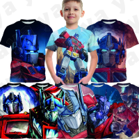 YAYA * เสื้อยืดพิมพ์ภาพทรานสฟอร์มเมอร์ Optimus Prime 3D สำหรับเด็กเสื้อใส่ได้ทุกวันเสื้อยืดแฟชั่นสำหรับเด็กผู้ชายอายุ3-13ปี