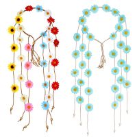 2Pcs Flower Hippie Headband Floral Summer Sunflower Hair Accessories for Bohemian Costumes Style