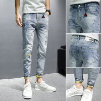 Jeans กางเกงผู้ชายทรงสลิมฟิตขนาดเล็ก,กางเกงผู้ชายลำลองแบบขาด