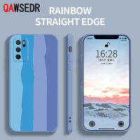 QAWSEDR เคสโทรศัพท์ซิลิโคนเต็มรูปแบบ,เคสป้องกันสำหรับ OPPO A16ไล่ระดับสีรุ้ง