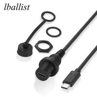 lballist USB Type C 2.0 Male to Female Dashboard Flush Panel Mount Extension Cable For Car Truck Boat Motorcycle