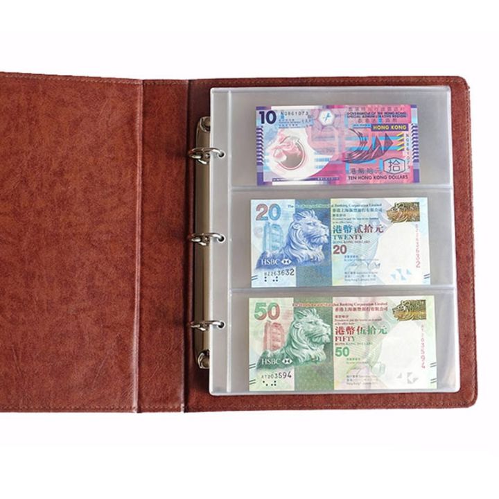 pvc-album-pages-3-pockets-money-bill-note-currency-holder-pvc-collection-180x80mm-albums-folders