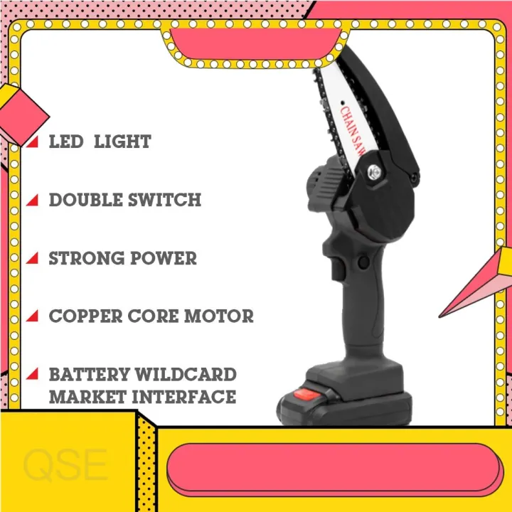 Chainsaw 4-Inch Cordless Portable Chainsaw 24v Rechargeable Lithium ...