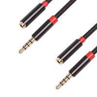 2X 3.5mm Jack AUX AUDIO Male to Female Extension Cable with Microphone Stereo 3.5 Audio Adapter for PC Headset (1M)