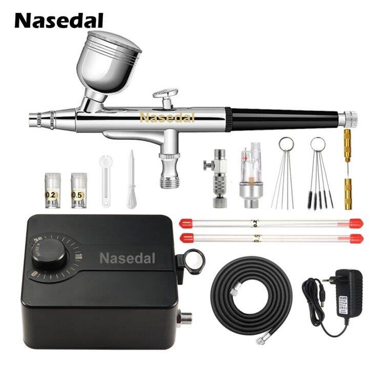 Nasedal 36psi พ่นแอร์บรัช0.3มม. สีทาเล็บแอร์บรัชออโต้แอคชั่นคู่หยุดชุด ...
