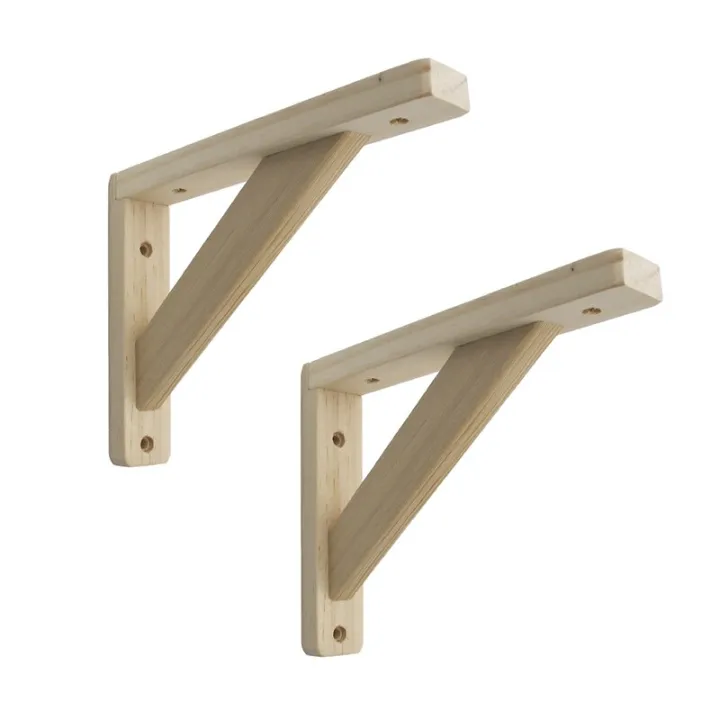 2PCS Triangle Pine Wood Angle Bracket Heavy Support Wall Mounted Bench