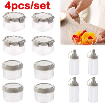 4pcs Plastic Mini Dressing Container Salad Dressing Container Outdoor  Portable BBQ Seasoning Bottle Kitchen Tools