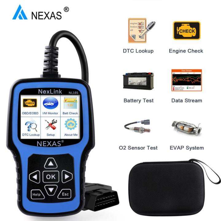 NEXAS NL101 OBD2 Scanner Engine Check EVAP Test with Battery Volt