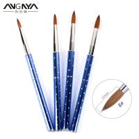 ANGNYA Nail Art Kolinsky Sable Acrylic Nail Brush Crystal Metal Handle UV Gel Polish DIY Painting Carving Pen Manicure Tools Artist Brushes Tools