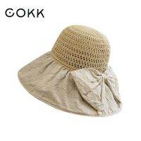 【CW】 COKK Hat Suncreen Beach With Bow Cap Uv Protection Outdoor Sunhat New 2023