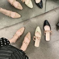 【CW】 New pointed rivet semi slippers women 39;s fashion summer leisure Baotou cool for women shoes