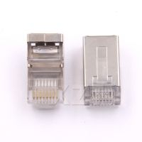 【cw】 10PCS/LOT network connectors Metal Shield RJ45 cat6 Plug RJ-45 8P8C Network Cable gold plated terminals NEW ！