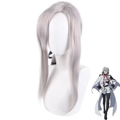 Owari No Seraph Of The End Ferid Bathory 60Cm Long Silver Grey Cosplay Wig Heat Resistant Synthetic Costume Wigs + A Wig Cap