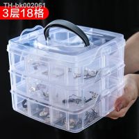 ☜☬ 3 Layers 18 Compartments Clear Storage Box Container Jewelry Bead Organizer Case Plastic Empty Box Multifunction Tool Case 3 La