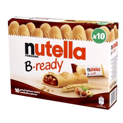 Nutella B-Ready เวเฟอร์อบกรอบสอดไส้นูเทลล่า (1 กล่อง มี 10 ชิ้น)