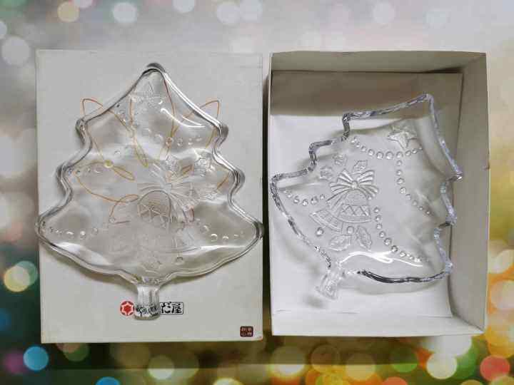 จานแก้วคริสตัล-จานรูปต้นคริสต์มาส-จานคริสตัลเนื้อหนา-จานผลไม้-จานขนม
