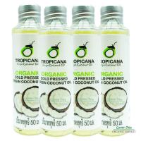 Tropicana , น้ำมันมะพร้าวสกัดเย็น , Organic , 50 ml. ,แพค 4 ขวด , ทรอปิคาน่า