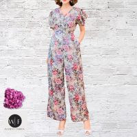 [จัดส่งฟรี] Women Fashion Jumpsuit JL58 จั๊มสูทผู้หญิง ฟลอร่า ซัมเมอร์ คอตตอน ซิปหน้า (M34-37”) ชุดจั้มสูท ชุดทำงาน (แบรนด์ไทย)