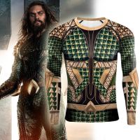 [In stock] 2023 design Superhero cos Aquaman 3d Long-Sleeved t-Shirt Sports Tight Gym Wear，Contact the seller for personalized customization of the name