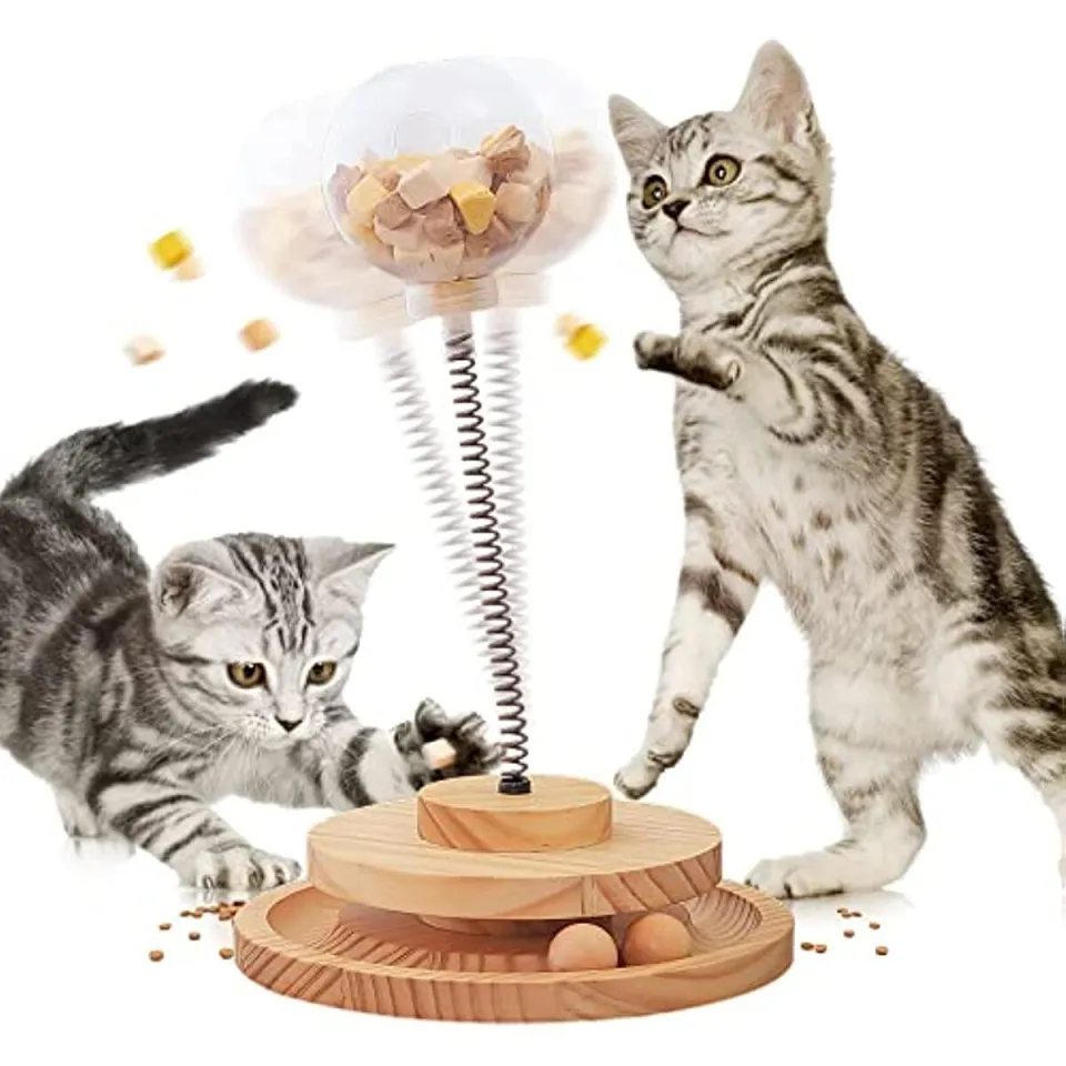 Wooden Interactive Cat Toy for Indoor Roller Exerciser Leaking