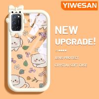 YIWESAN เคสสำหรับ OPPO A52 A72 A92 4G เคสลายดอกไม้แมวน้อยมอนสเตอร์เคสนิ่มกันกระแทกทนทานต่อการขีดข่วนเคสโทรศัพท์โปร่งใสฝาครอบป้องกันเลนส์กล้องถ่ายรูป TPU ซิลิกาเจล