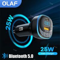 Car Bluetooth 5.0 Charger Hands-Free MP3 FM Transmitter Bluetooth car charger PD 25W Fast Charger Car Adapter Audio Receiver Car Chargers