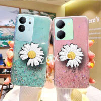 เคสสมาร์ทโฟนพร้อมส่งสำหรับ VIVO V29,เคสนิ่มซิลิโคน Y78 Y27 Y02 Y02A Y02T V27 V27e V25e V25 Pro 5G 4G 2023ใหม่เคสโทรศัพท์กากเพชรส่องแสงเป็นประกายวิบวับท้องฟ้าเต็มไปด้วยดวงดาวเคสนิ่มโปร่งใสพร้อมที่วางดอกเดซี่ Y36