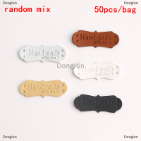 Donglon 50pcs PU หนังแท็กทำด้วยมือด้วยป้ายรักงานเย็บ DIY knittinin Tags