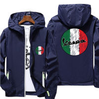 Casual Hooded Men Women Vespa Motorcycle Italy Flag Thin Reflective Sunscreen Windbreaker Skin Coat Waterproof Jacket