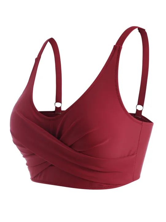 Criss Cross Tank Beach Top and Ruched Rectangle Buckle Swim Briefs