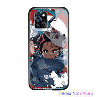 UCUC เคสโทรศัพท์เคสสำหรับ Infinix Note 10 Pro ปลอกปลอกกันกระแทกอะนิเมะเคสมือถือ เคสโทรศัพท์ เคสหญิง Demon Slayer UCUC เคสโทรศัพท์ Kimetsu ไม่มี Yaiba Tanjirou Nezuko Glossy กระจกเทมเปอร์ปลอก