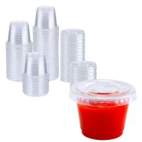 （A Simple）1 oz Sets Plastic Disposable Jello Shot Cups with Lids Souffle Portion/Sauce Salad Dressing Condiment 30ml