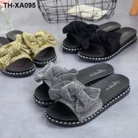 ∏✎✔ Thick-soled slippers womens summer muffin bow non-slip flip flops new beach shoes flat sandals tide