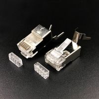 RJ45 Connector 8P8C CAT8 CAT7 CAT6A Ethernet Cable Plug Network SFTP FTP Shielded 1.5mm Hole Split Type Cables