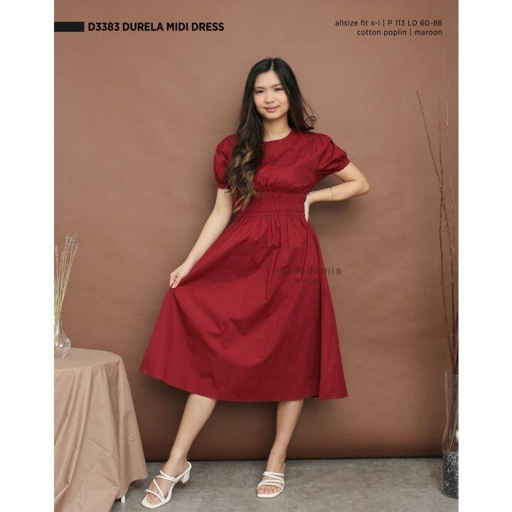 D3383 DURELA MIDI DRESS - MACADAMIA HOUSE FASHION WANITA - DRESS MIDI ...