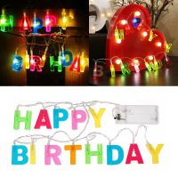 Christmas and Happy Birthday Letter Lantern Strings Decoration / LED Letter Shaped Battery Operated String Lamps Ornament /Letter String Lights Decor for Birthday Party Christmas Home Supplies