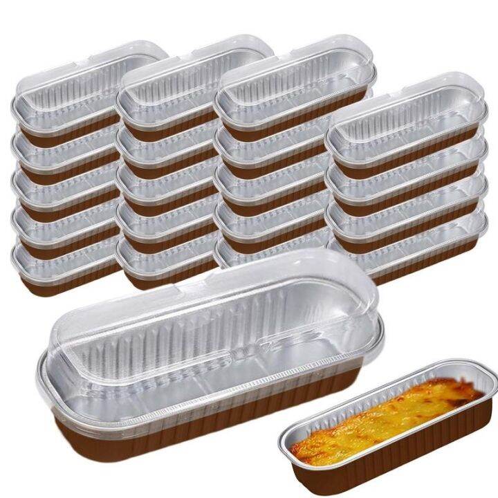 mini-baking-pan-rectangular-cake-bread-loaf-pan-20pcs-aluminum-foil-tins-with-lids-non-stick-baking-tray-for-brownie-cheese-cake