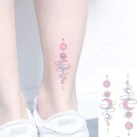 Waterproof Temporary Tattoo Sticker Cartoon Fantasy Sky Pink Moon Planet Tatto Water Transfer Flash Fake Tatoo for Men Women