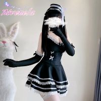 Gothic Lolita Maid Sling Dress Girls Women Uniform Cat Girl Backless Black Dresses Cosplay Costume AFC1099