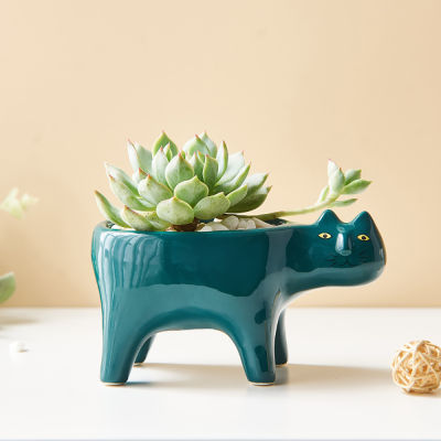 Ceramic Flower Vases Cat Plant Pots Decorative Animal Potted Cactus Living Room Office Coffee Desk Modern Nordic Home Decor