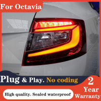 ไฟท้ายรถยนต์สำหรับ Skoda Octavia ไฟท้าย2016-2019ใหม่ Lampu LED Belakang Octavia ไฟท้าย S หยุดด้านหลังอุปกรณ์ตกแต่งรถยนต์ย้อนกลับ