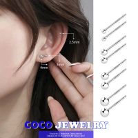 COCOJEWELRY Anting Tusuk Bola แบบเรียบง่ายต่างหูเงินทรงยาวไม่ก่อให้เกิดอาการแพ้ Unisex แฟชั่น