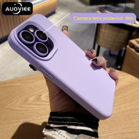 AUOVIEE เคสซิลิโคนฟิล์มลิควิดป้องกันเลนส์กล้องถ่ายรูปสุดหรูสำหรับ iPhone 13 12Pro 14 13Pro 14Pro Max 13สีลูกกวาดขนาดเล็กกรอบเคลือบ