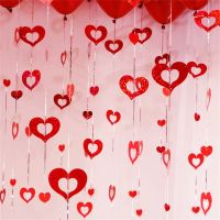 【LZ】❁✖❐  100pcs/set Red Heart Laser Sequined Balloon Pendant Valentines Day Romantic Wedding Hanging Decoration Birthday Party Supplies