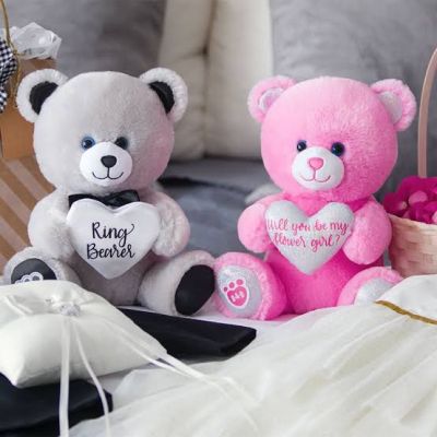 ตุ๊กตาหมี สีชมพู ถือหัวใจ💖ของขวัญวาเลนไทน์💖Valentines Day 🌟Build A Bear Workshop🌟สินค้ามือสองสภาพใหม่จากอเมริกา🇺🇸