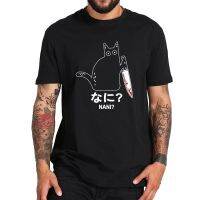 Summer Nani Bloody Knife Hot Cat Japanese Letter mens short sleeve t shirt cal O neck top black